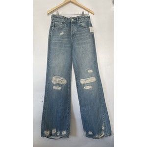 FREE PEOPLE x We The Free Distressed Jeans w/ Stitching Outline - 27 NWT